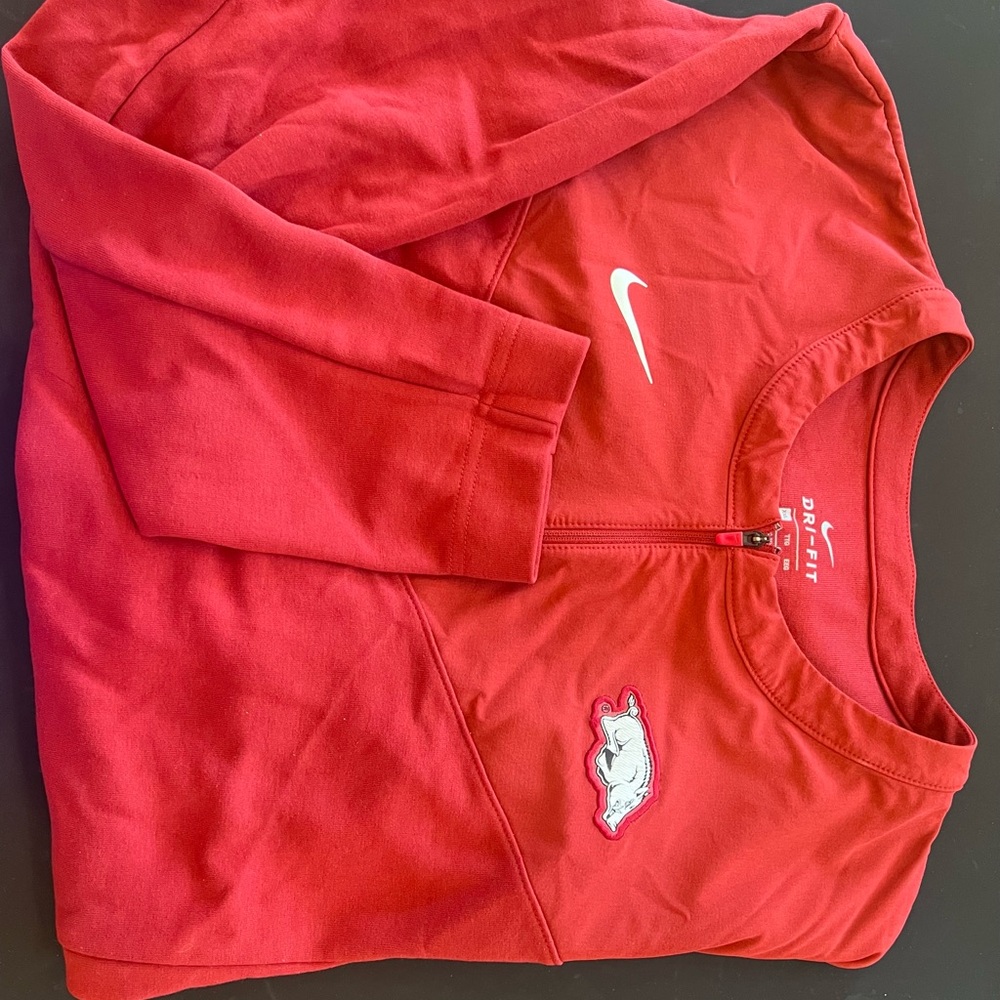 Arkansas Razorbacks Nike Red Quarter-Zip with Swoosh Logo